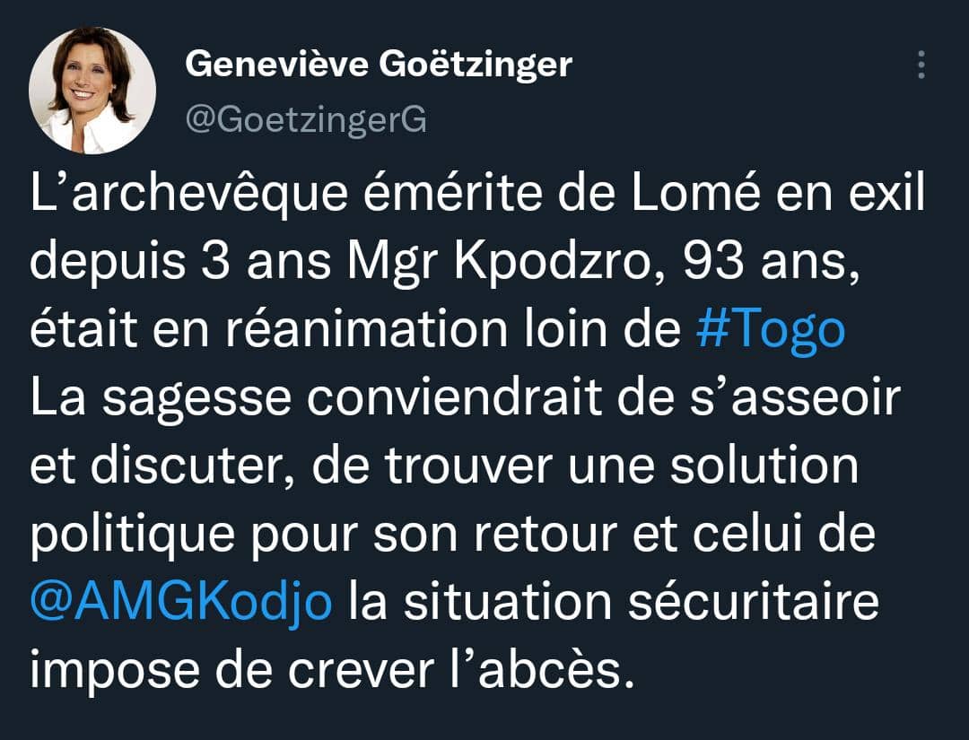 Togo : Mgr Phillipe Kpodzro gravement malade et admis en réanimation