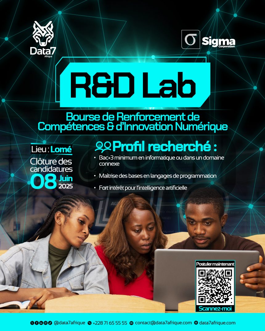 Appel à candidatures : Data 7 Afrique recrute les talents de demain pour son laboratoire d’IA